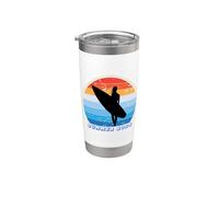 Surfing Hawaiano Verano Los Ángeles Vintage Playa Tropical Vaso térmico de acero inoxidable de doble pared