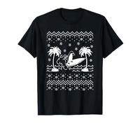 Surfing Penguin Faux Sweater Print Funny Christmas Design Camiseta