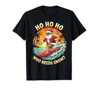 Surfing Santa Ho Ho Ho Vacaciones Hawaii Navidad Playa Diversión Camiseta