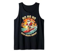 Surfing Santa Ho Ho Ho Vacaciones Hawaii Navidad Playa Diversión Camiseta sin Mangas
