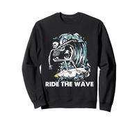 Surfing Skeleton Ride The Wave Gothic Surfer Beach Art Sudadera