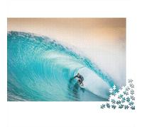Surfista Montando una Ola. Rompecabezas de 1000 Piezas con diseño de árbol Solar, 100% cartón Reciclado. Un desafío para Adultos. 38 x 26 cm / 1000 Piezas.