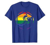 Surfistas surfistas atrapan una ola del océano Pacífico en el arco iris LGBT Camiseta de hombre de gran tamaño Camiseta deportiva Casual Tops Ropa de calle Tops Camiseta divertida, azul, 4XL