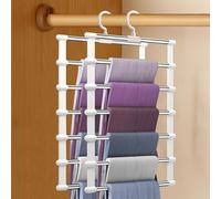 Surflyee 2 Piezas Perchas Pantalones Ahorra Espacio, Percha Pantalones Multiple, Organizador de Armario Percha para Vaqueros Pantalones Bufandas Toallas Corbatas