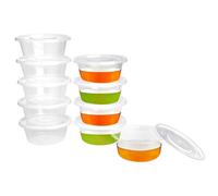 Surflyee 40 Piezas Tarros de Plastico con Tapa Pequeños, 50ML Reutilizable Recipientes Comida, Indicado para Salsas, Sopas, Condimentos, Cremas, Cuadros de Diamantes, Manualidades, etc