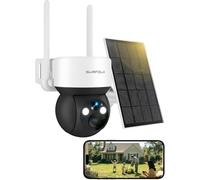 Surfola Cámara de Seguridad sin WiFi, cámara CCTV 4G con Tarjeta SIM, cámara inalámbrica para Exteriores, Funciona con energía Solar, visión Nocturna, Foco, HD de 2.5K, grabación Local, Audio