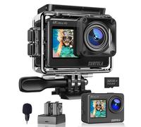 Surfola Cámara Deportiva 4K 60FPS 24MP WiFi, SF530 Acuática 40M Subacuática, Videocámara de Doble Pantalla con micrófono y 2 baterías
