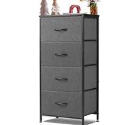 SURFOU Cómoda con cajones, Armario para Dormitorio pequeño 4, Mueble de Tela de Comoda, Armario de Tela, cajonera de Tela, Armario para cajones, Pasillo, Armario de Almacenamiento, Gris