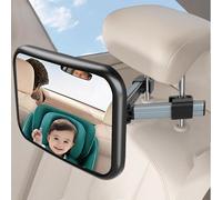SURFOU Espejo para Auto Bebé, 360° Giratorio Ajustable, 100% Irrompible, Vista Cristalina, Seguridad Accesorios, Sujeción Clip de Gancho, Antivibración, Retrovisor para Asiento Trasero de Coche