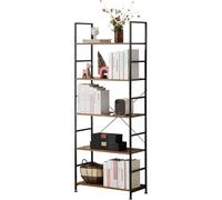 SURFOU Estantería de Metal para salón, estantería de pie con 4 estantes Abiertos, para estanterías de pie, estantería de salón, Muebles, librería, estantería para Libros, Color marrón