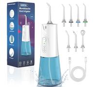 SURFOU Irrigador Dental, Irrigador Bucal Portatil con 7 Boquillas 5 Modos 230ML, IPX7 Impermeable USB-C Recargable Irrigador Para Viajes y Uso Doméstico