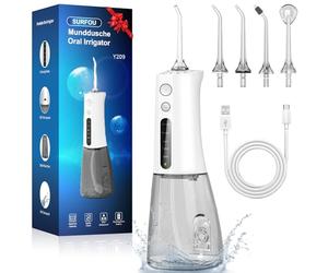 SURFOU Irrigador Dental Portatil Bucal Viaje, Limpiador Dientes Agua Presion Irrigadores Dentales Bucales, Water Flosser for Teeth Limpieza, Profesional Inalambrico Irrigador-dental Con Irradiador
