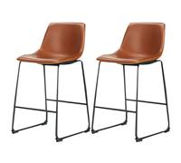SURFOU Juego de 2 taburetes de Bar con Respaldo, Taburete de Cocina con Estructura de Metal, Piel sintética, Estilo Vintage y Moderno, 66 cm de Altura, para Cocina, Comedor, fácil Montaje