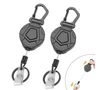 SURFOU Llavero Retractil Cable Acero, Paquete de 2 Mosqueton Extensible, Porta Llaves Cuello Cadena, Key Chain Mosquetón Retráctil Colgante Para Llave Resistente Portallaves Pequeño Portatarjetas