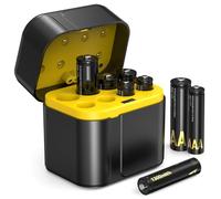 SURFOU Paquete de 4 Pilas AA de Litio Recargables + 4 Pilas AAA con Cargador, 1300 mWh de Alta Capacidad, Pilas AA de 1,5 V con Caja de Almacenamiento Charing integrada, 1600 ciclos de batería AAA