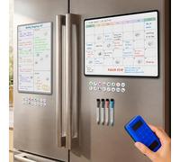 SURFOU Pizarra Magnetica Nevera, Planificador Semanal y Mensual Borrable A3, Organizador Familiar con Lista de la Compra y Planificación de Comidas, con Rotuladores, Borrador e ImaIconos Magnéticos