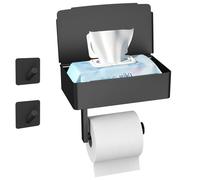 SURFOU Portarrollos Papel Higienico, Porta Rollos de Papel Higienico, Soporte Papel Higienico Adhesivo, con Caja para Toallitas Húmedas, Sin Necesidad de Perforar, Hecho de Acero Inoxidable