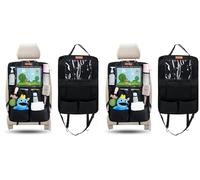 SURFOU Protector Asiento Coche Organizador Multi-Bolsillos de Gran Capacidad con Almacenamiento para Tablet, Juguetes, Libros y Vasos, Oxford Impermeable para Niños, Negro (Paquete de 2)