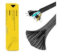 SURFOU Manguera de Cable Negra 3,1 m x 13 mm, protección para Cables, Canal de Cable Flexible, para Escritorio, Funda de Cable, Funda de Cable, Funda de Cable con Cierre automático
