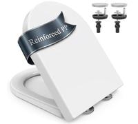 SURFOU Tapa WC Universal en Forma de D, Asiento de Inodoro de PP con Cierre Suave Silencioso, Soporta hasta 200 kg, Liberación Rápida, Bisagras Ajustables, Fácil de Limpiar