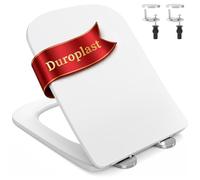 SURFOU Tapa WC Universal en Forma de Cuadrado, Asiento de Inodoro de Duroplast con Cierre Suave, Soporta hasta 200 kg, Desmontaje Rápido para Limpieza Fácil, con Gomas para Fijación Estable