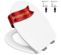 SURFOU Tapa WC Universal en Forma de O, Asiento de Inodoro de Duroplast con Cierre Suave Silencioso, Soporta hasta 200 kg, Liberación Rápida, Bisagras Ajustables, Fácil de Limpiar