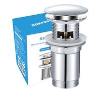 SURFOU Tapon Lavabo sin Rebosadero, Click-Clack Universalcon Función Pulsar para Abrir, Válvula Pop-Up de Acero Inoxidable Cromada para Lavabos y Bidés