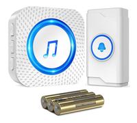 SURFOU Timbre Inalámbrico con pilas Exterior Interior Impermeable, Campainha Sem Fios, Kit Wireless Doorbell Puerta para Casa 400M de Alcance con 55 Melodías, 5 Niveles Volumen, Indicador LED, Blanco