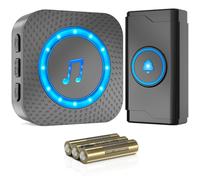 SURFOU Timbre Inalámbrico con pilas Exterior Interior Impermeable, Campainha Sem Fios, Kit Wireless Doorbell Puerta para Casa 400M de Alcance con 55 Melodías, 5 Niveles Volumen, Indicador LED (Negro)