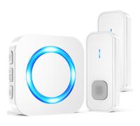 SURFOU Timbre Inalámbrico Exterior Impermeable, 400M de Alcance Doorbell con 55 Melodías, 5 Niveles Volumen, Indicador LED, Fácil Instalación para Hogar (Blanco, 1 Receptor + 2 transmisor)