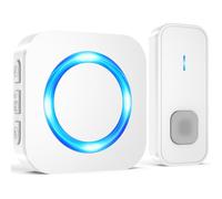 SURFOU Timbre Inalámbrico Exterior Impermeable, 400M de Alcance Doorbell con 55 Melodías, 5 Niveles de Volumen, Indicador LED, Fácil Instalación para Hogar, Blanco