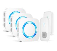 SURFOU Timbre Inalámbrico Exterior Impermeable, 400M de Alcance Doorbell con 55 Melodías, 5 Niveles Volumen, Indicador LED, Fácil Instalación para Hogar (3 Receptor Blanco + 2 transmisor Blanco)