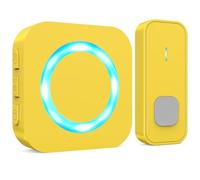 SURFOU Timbre Inalámbrico Exterior Impermeable, 400M de Alcance Doorbell con 55 Melodías, 5 Niveles Volumen, Indicador LED, Fácil Instalación para Hogar (Amarillo, 1 Receptor + 1 transmisor)