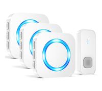 SURFOU Timbre Inalámbrico Exterior Impermeable, 400M de Alcance Doorbell con 55 Melodías, 5 Niveles Volumen, Indicador LED, Fácil Instalación para Hogar (3 Receptor Blanco + 1 transmisor Blanco)