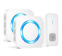 SURFOU Timbre Inalámbrico Exterior, Enchufable Doorbell para Casa Impermeable con LED de Flash, 5 Volumen Ajustable, 55 Melodías, Alcance a 400M, 1 Transmisor y 2 Receptores Blanco