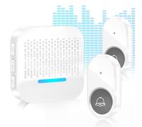 SURFOU Timbre Inalámbrico Exterior Impermeable con Batería 300M de Distancia e Enchufe Receptores Timbre para Casa 55 Tonos Incluidos de Navidad 5 Niveles de Volumen (1 Receptor + 2 transmisor)