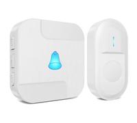 SURFOU Timbre Inalámbrico Exterior Impermeable con Batería 300M Larga Distancia 55 Tonos Incluidos de Navidad 5 Volúmenes Seleccionables para Mayores Transmisor Receptor Interior Casa Blanco