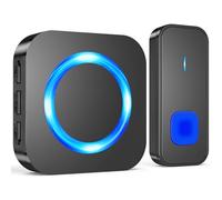 SURFOU Timbre Inalámbrico Exterior Impermeable, Kit Doorbell Puerta para Casa 400M de Alcance Doorbell con 55 Melodías, 5 Niveles de Volumen, Indicador LED, Fácil Instalación para Hogar, Negro