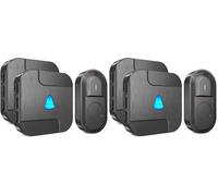 SURFOU Timbre Inalámbrico Exterior Impermeable Timbres para Puerta con 2 Receptores 300m Alcance 55 Melodías Ajutables 5 Niveles de Volumen, Indicador LED, Negro (Paquete de 2)