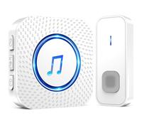 SURFOU Timbre Inalámbrico Exterior Interior Impermeable, Campainha Sem Fios, Wireless Doorbell Puerta para Casa 400M de Alcance con 55 Melodías, 5 Volumen (1 blanco receptor + 1 blanco transmisor)