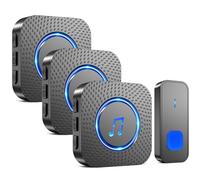 SURFOU Timbre Inalámbrico Exterior Interior Impermeable, Campainha Sem Fios, Wireless Doorbell Puerta para Casa 400M de Alcance con 55 Melodías, 5 Volumen (3 negro receptor + 1 negro transmisor)