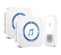 SURFOU Timbre Inalámbrico Exterior Interior Impermeable, Campainha Sem Fios, Wireless Doorbell Puerta para Casa 400M de Alcance con 55 Melodías, 5 Volumen (2 blanco receptor + 1 blanco transmisor)