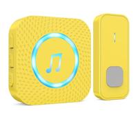 SURFOU Timbre Inalámbrico Exterior Interior Impermeable, Campainha Sem Fios, Wireless Doorbell Puerta para Casa 400M de Alcance con 55 Melodías, 5 Volumen (1 amarillo receptor + 1 amarillo transmisor)