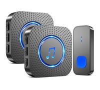 SURFOU Timbre Inalámbrico Exterior Interior Impermeable, Campainha Sem Fios Exterior con 2 Receptores, Kit Wireless Doorbell Puerta para Casa 400M de Alcance con 55 Melodías, 5 Volumen, Indicador LED