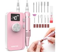 SURFOU Torno para Uñas Profesional 40000 RPM, Lima Eléctrica Inalámbrica Recargable 4000mAh, Velocidad Ajustable, Silencioso y de Baja Vibración, Pantalla LCD, para Gel, Acrílico y Uñas Naturales