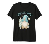 Surf's Up - Divertido gnomo navideño de Papá Noel Camiseta Premium