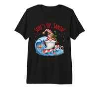 Surf's Up - Divertido gnomo navideño de Papá Noel Camiseta Premium