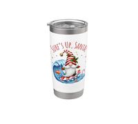 Surf's Up - Divertido gnomo navideño de Papá Noel Vaso térmico de acero inoxidable de doble pared