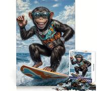 Surf's Up Monkey︰ Rompecabezas de Aventura Tropical para Adolescentes, 1000 Piezas, Juguete de lógica, diversión Relajante, Bordes Suaves, Regalo de cumpleaños 38x52cm