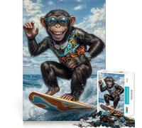 Surf's Up Monkey︰ Rompecabezas de Aventura Tropical para Adolescentes, 1000 Piezas, Juguete de lógica, diversión Relajante, Bordes Suaves, Regalo de cumpleaños 38x52cm